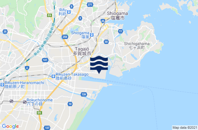 Tagajō Shi, Japanの潮見表地図