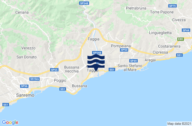 Taggia, Italyの潮見表地図