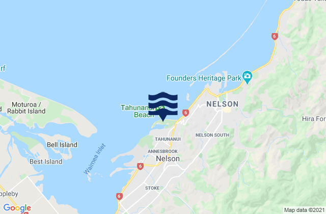 Tahunanui Beach, New Zealandの潮見表地図
