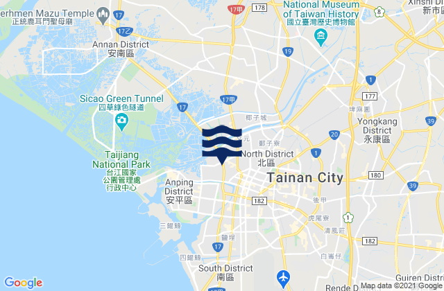 Tainan City, Taiwanの潮見表地図