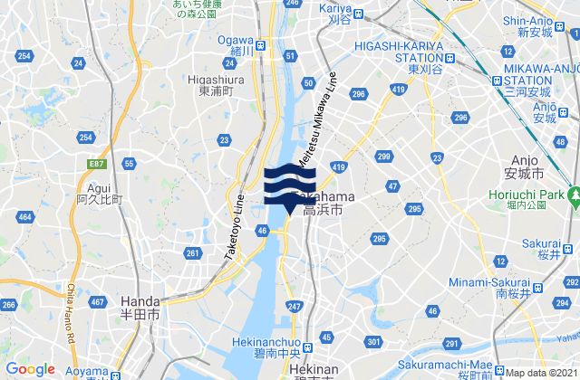 Takahama-shi, Japanの潮見表地図