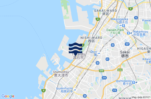 Takaishi Shi, Japanの潮見表地図