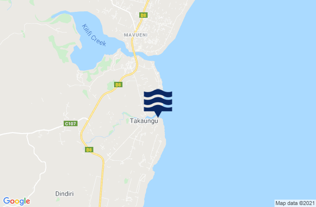Takaungu, Kenyaの潮見表地図