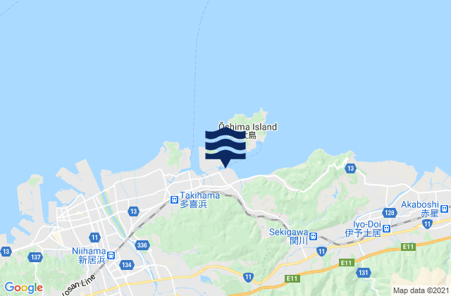 Takihama Hiuchi Nada, Japanの潮見表地図