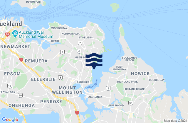 Tamaki, New Zealandの潮見表地図