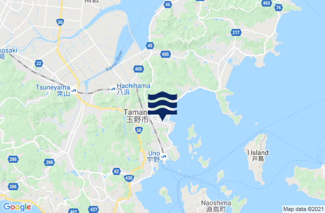 Tamano, Japanの潮見表地図