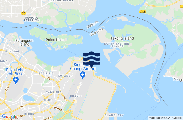 Tanah Merah Beach, Singaporeの潮見表地図
