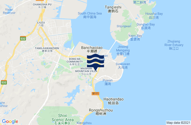 Tangjiawan, Chinaの潮見表地図