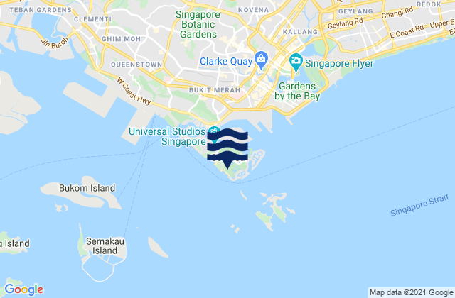 Tanjong Beach, Singaporeの潮見表地図