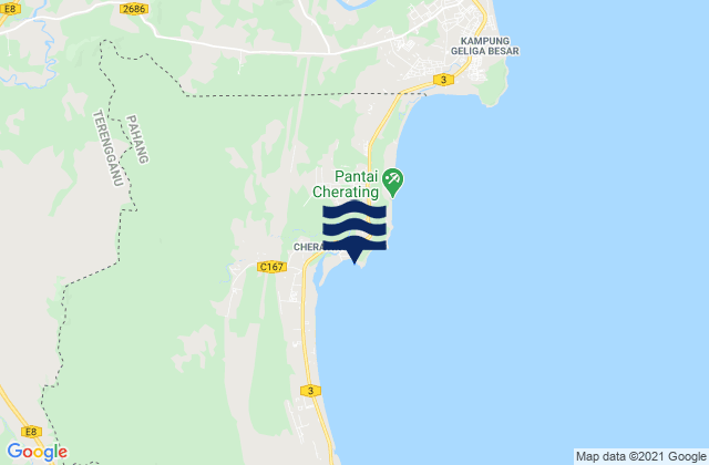 Tanjung Cherating, Malaysiaの潮見表地図