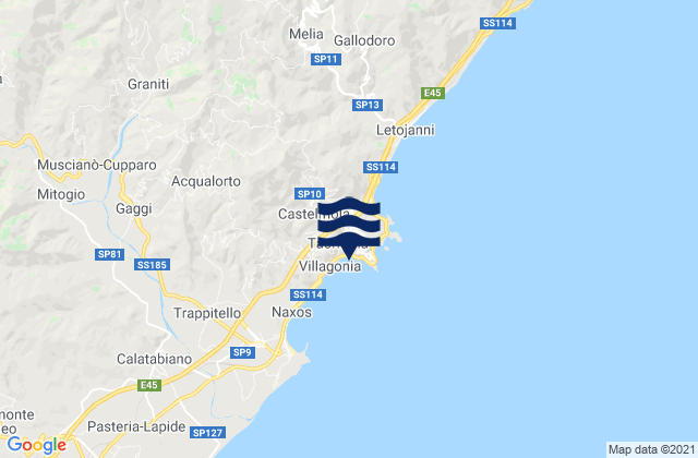 Taormina, Italyの潮見表地図