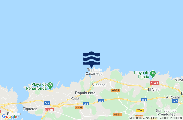 Tapia de Casariego, Spainの潮見表地図