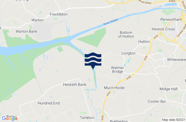 Tarleton, United Kingdomの潮見表地図