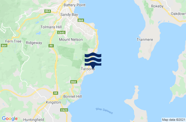 Taroona, Australiaの潮見表地図