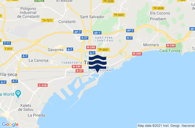 Tarragona, Spainの潮見表地図