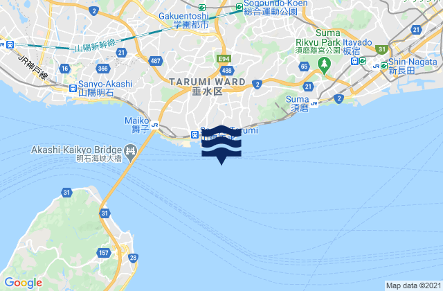 Tarumi, Japanの潮見表地図