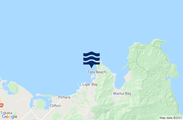 Tata Beach, New Zealandの潮見表地図
