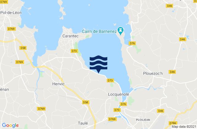 Taulé, Franceの潮見表地図