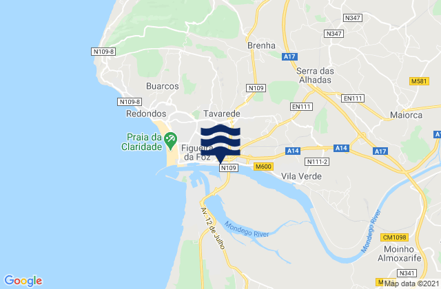 Tavarede, Portugalの潮見表地図
