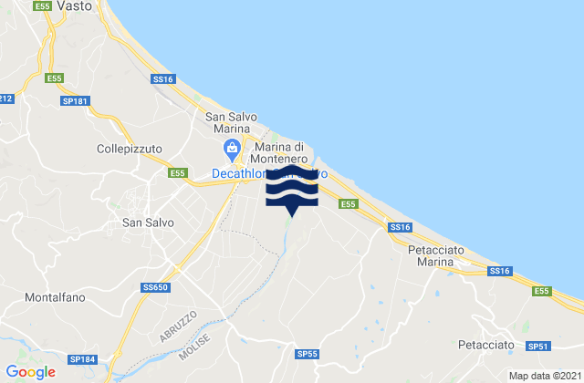 Tavenna, Italyの潮見表地図