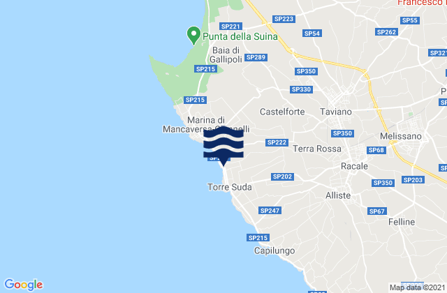 Taviano, Italyの潮見表地図