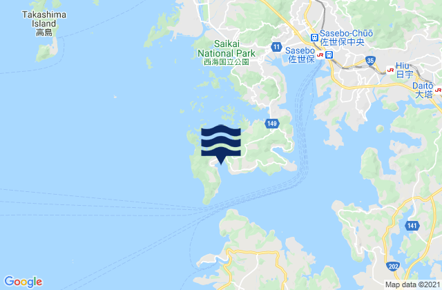Tawaragauracho, Japanの潮見表地図