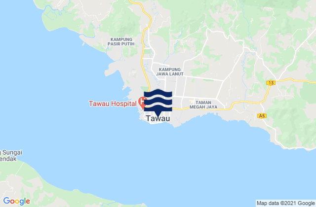 Tawau, Malaysiaの潮見表地図