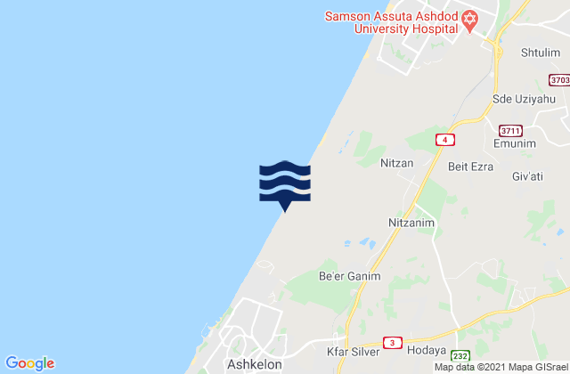Tayelet Ashkelon, Israelの潮見表地図