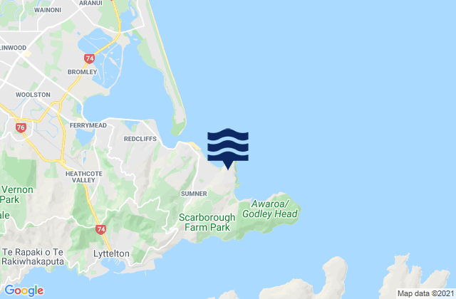 Taylors Mistake Beach, New Zealandの潮見表地図
