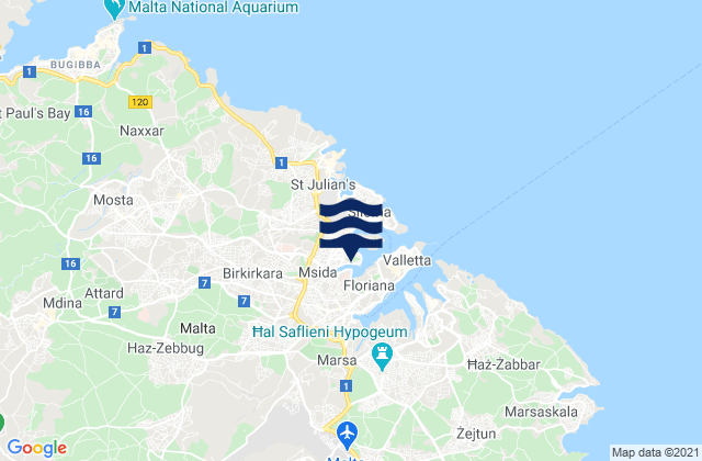 Ta’ Xbiex, Maltaの潮見表地図