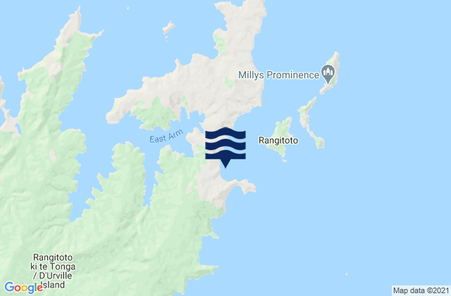 Te Akau (Black Beach), New Zealandの潮見表地図