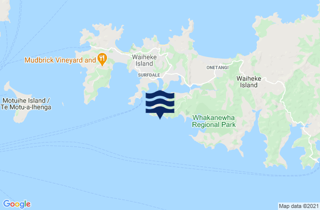 Te Akau o Hine, New Zealandの潮見表地図