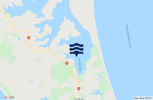 Te Kao Bay, New Zealandの潮見表地図