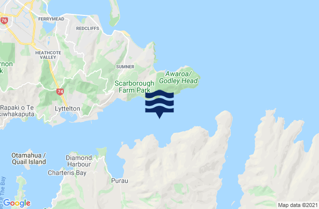 Te Pohue/Camp Bay, New Zealandの潮見表地図