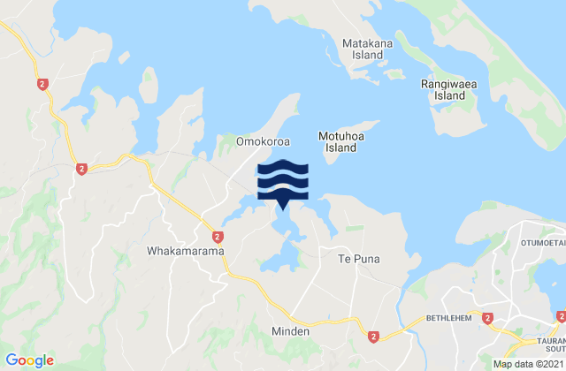 Te Puna Estuary, New Zealandの潮見表地図