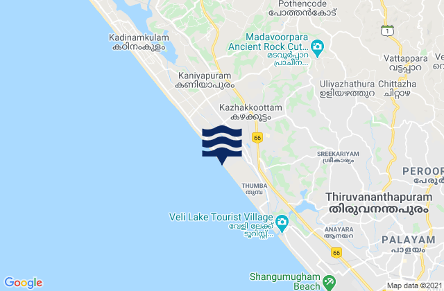 Technopark, Indiaの潮見表地図
