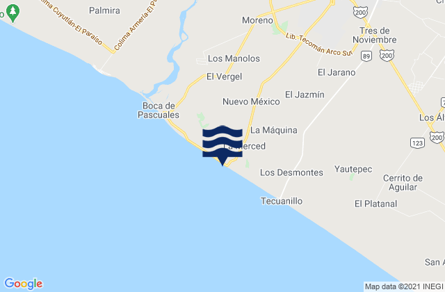 Tecomán, Mexicoの潮見表地図
