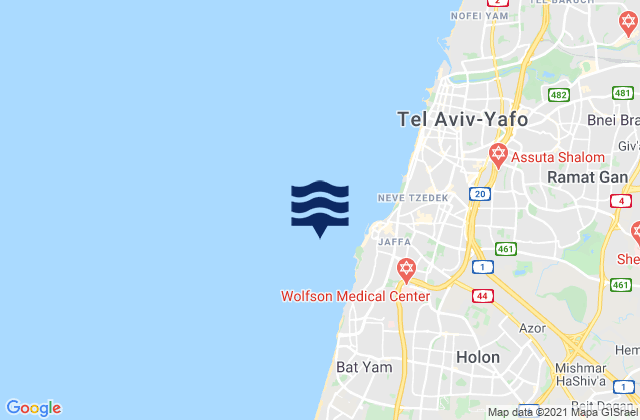 Tel Aviv-Yafo, Palestinian Territoryの潮見表地図