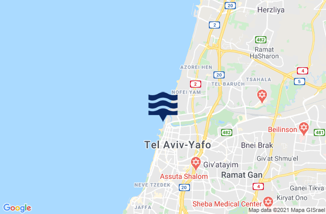 Tel Aviv District, Israelの潮見表地図