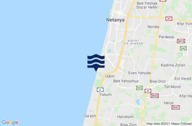Tel Mond, Israelの潮見表地図