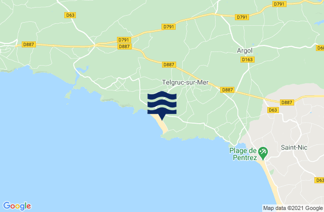 Telgruc-sur-Mer, Franceの潮見表地図
