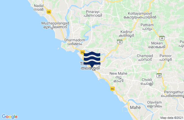 Tellicherry, Indiaの潮見表地図
