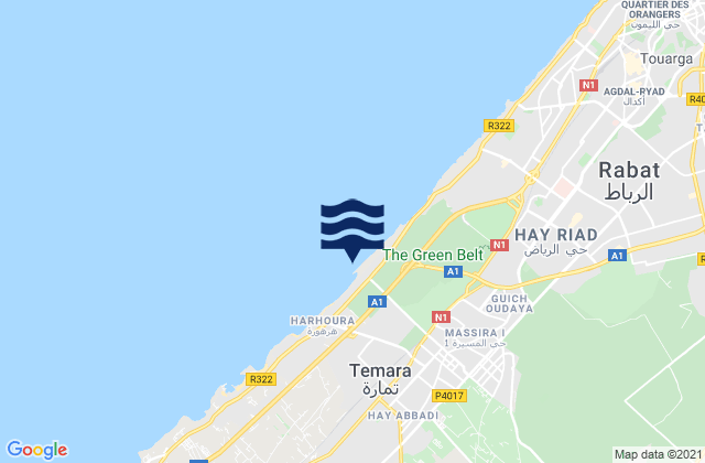 Temara, Moroccoの潮見表地図
