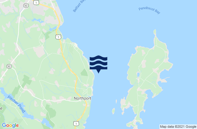 Temple Heights NNE of W Penobscot Bay, United Statesの潮見表地図