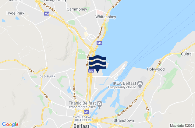 Templepatrick, United Kingdomの潮見表地図