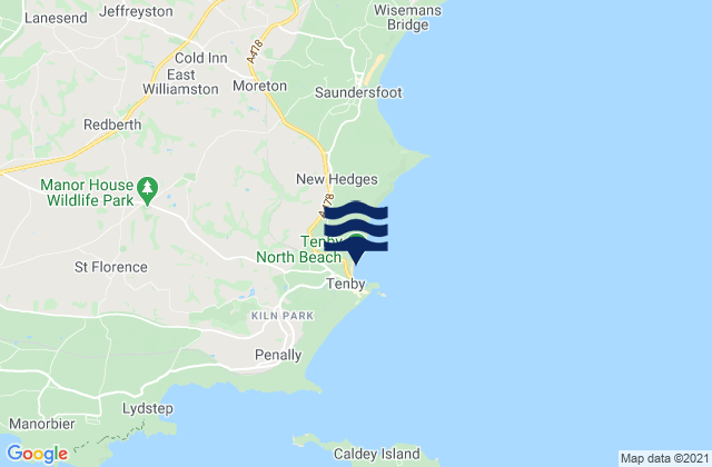 Tenby (North Beach), United Kingdomの潮見表地図