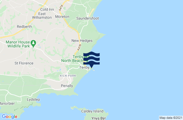 Tenby Castle Beach, United Kingdomの潮見表地図
