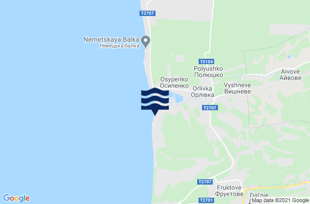 Tenistoye, Ukraineの潮見表地図