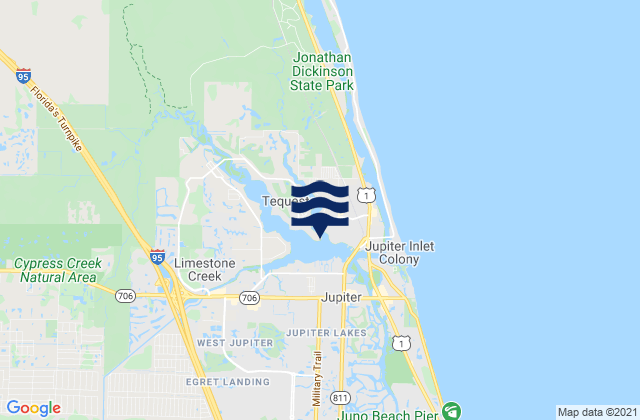 Tequesta (North Fork Entrance), United Statesの潮見表地図