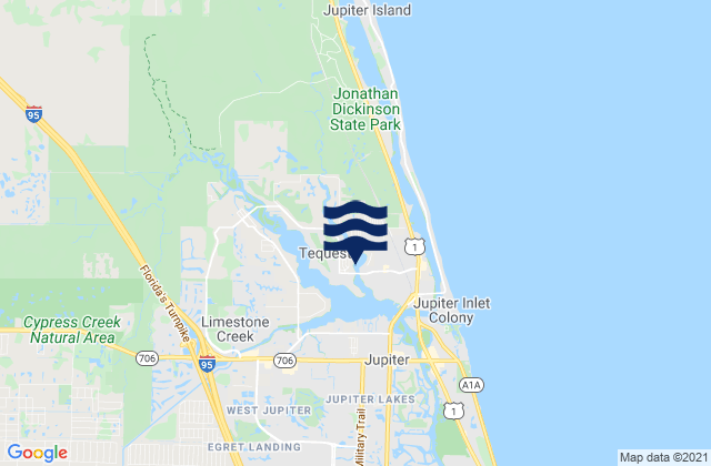 Tequesta North Fork, United Statesの潮見表地図